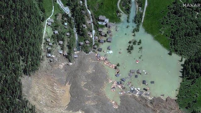 Mountain slide seen in switzerland after glacier collapse; swiss alps village blatten buried Mountain slide seen in switzerland after glacier collapse; swiss alps village blatten buried