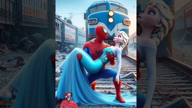Spiderman saving elsa Spiderman saving elsa