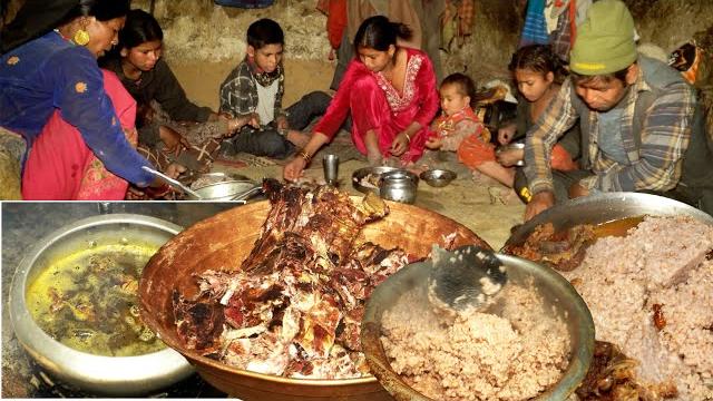 Buff curry & rice cooking by dhrame brother's whole family || rural nepal || village local buff || Buff curry & rice cooking by dhrame brother's whole family || rural nepal || village local buff ||