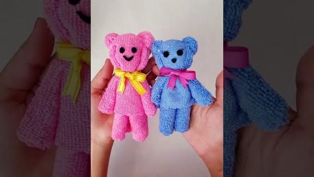No sewing/ making a teddy bear in 2 minutes from cleaning cloth No sewing/ making a teddy bear in 2 minutes from cleaning cloth