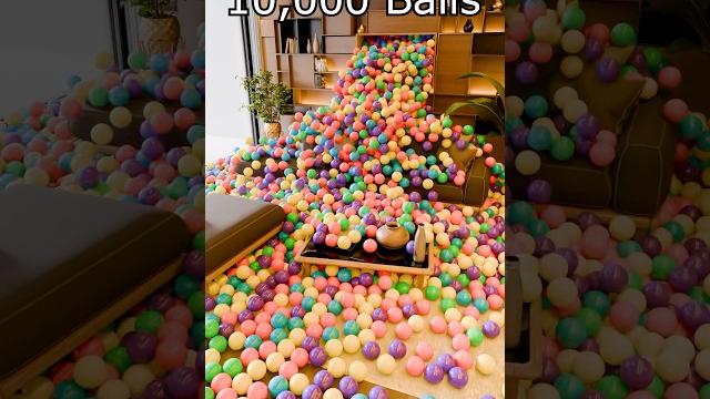 Living room filled with over 10k balls intense real blender simulated #blenderanimation #blender3d Living room filled with over 10k balls intense real blender simulated #blenderanimation #blender3d