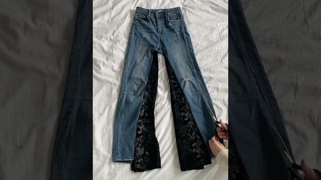 Turning skinny jeans into wide legs Turning skinny jeans into wide legs