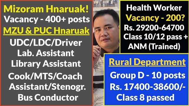Mizoram hnaruak a tam turu - 400+ | health worker/group d/cook/mts/driver/udc/ldc/lab assistant Mizoram hnaruak a tam turu - 400+ | health worker/group d/cook/mts/driver/udc/ldc/lab assistant