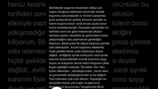 Bilal hancı, esin çepni'den özür diledi Bilal hancı, esin çepni'den özür diledi