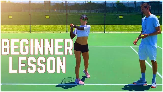 Beginner tennis lesson | forehand, backhand & serve Beginner tennis lesson | forehand, backhand & serve