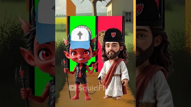 Oh no! it's hot now! jesus vs devil Oh no! it's hot now! jesus vs devil
