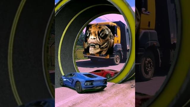 8 wheel truck vs racing car vfx video 8 wheel truck vs racing car vfx video