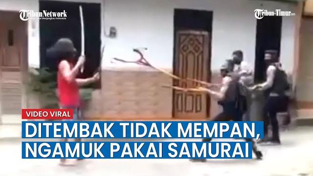 Viral, pria ditembak polisi tidak mempan, ngamuk pegang samurai Viral, pria ditembak polisi tidak mempan, ngamuk pegang samurai