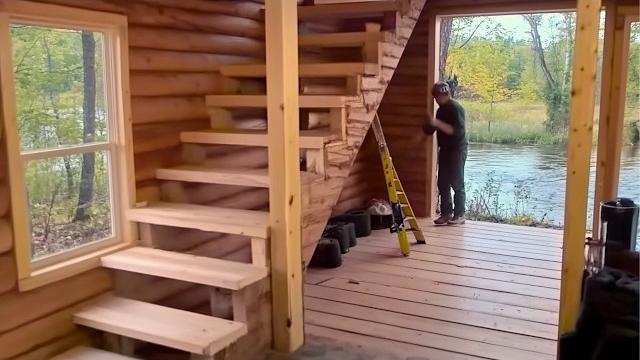 Man builds amazing river log cabin in the woods | start to finish by @wildnorthrivercabin Man builds amazing river log cabin in the woods | start to finish by @wildnorthrivercabin