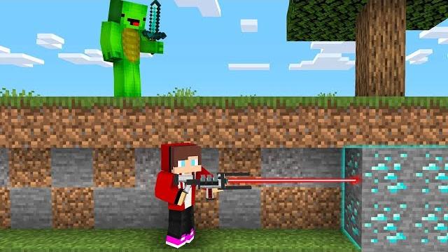 Laser mining speedrunner vs hunter in minecraft Laser mining speedrunner vs hunter in minecraft