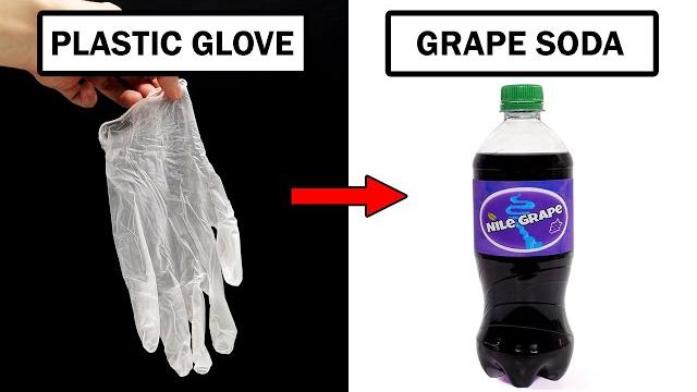 Turning plastic gloves into grape soda Turning plastic gloves into grape soda