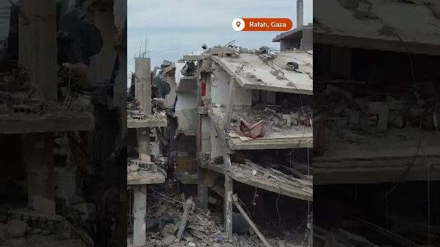 Drone footage shows rafah destruction Drone footage shows rafah destruction