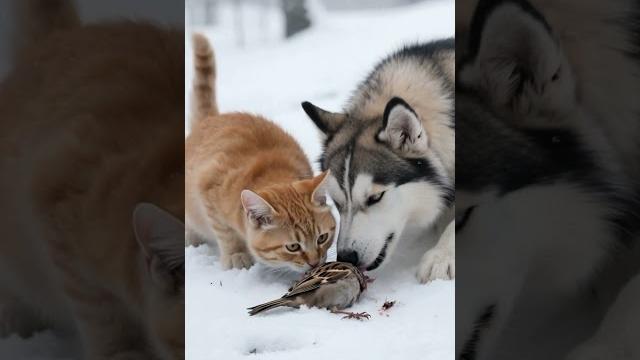 小橘猫和白牙一起过六一儿童节 #ai电影 #萌宠成长记 小橘猫和白牙一起过六一儿童节 #ai电影 #萌宠成长记