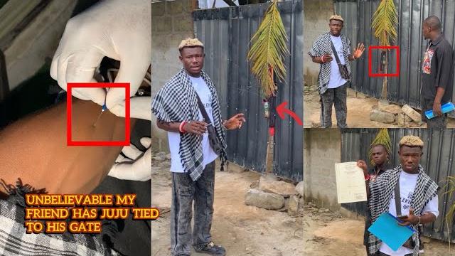 Unbelievable my friend has juju tied to his gate stopping him from completing the building Unbelievable my friend has juju tied to his gate stopping him from completing the building