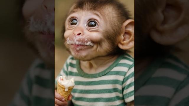 Baby monkey’s first ice cream giggle! Baby monkey’s first ice cream giggle!