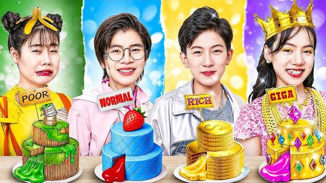Poor vs rich vs giga rich vs normal student at birthday party! Poor vs rich vs giga rich vs normal student at birthday party!