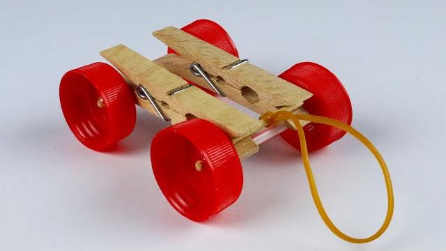 How to make a mini latch rubber band car - diy toys car How to make a mini latch rubber band car - diy toys car