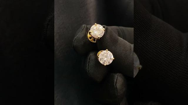Classy 2 cts round brilliant cut gia certified natural diamonds solitaire 4-prong earrings 14k gold Classy 2 cts round brilliant cut gia certified natural diamonds solitaire 4-prong earrings 14k gold