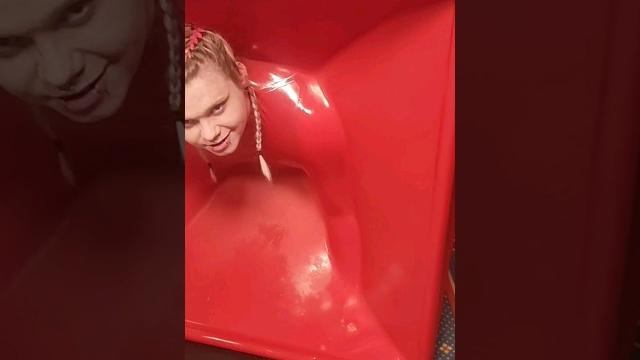 The first time in a latex vacuum cube The first time in a latex vacuum cube