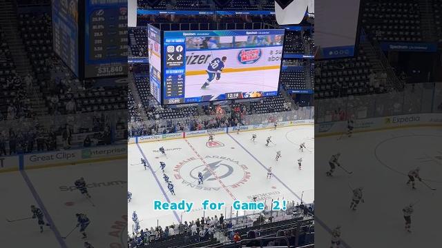 Made it for game 2! cirelli’s on the ice for warmups too! what is your score prediction for tonight? Made it for game 2! cirelli’s on the ice for warmups too! what is your score prediction for tonight?