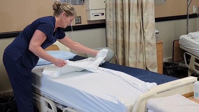 Making an unoccupied bed Making an unoccupied bed
