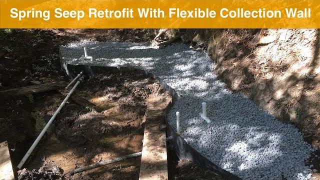 Spring seep retrofit with flexible collection wall Spring seep retrofit with flexible collection wall