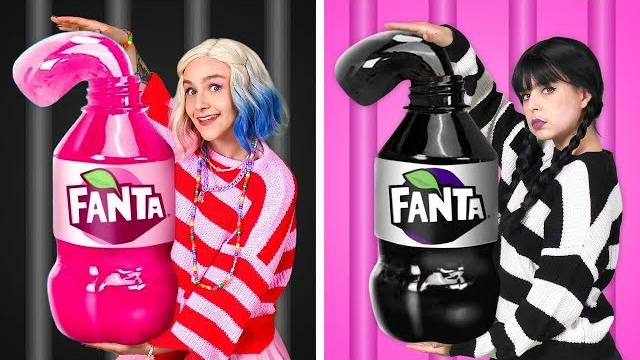 Pink vs black - wednesday vs enid cooking challenge in jail! Pink vs black - wednesday vs enid cooking challenge in jail!