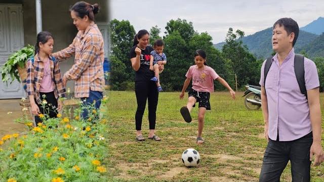 Uyen sells vegetables to help her mother earn money - uyen's whole family practices soccer together. Uyen sells vegetables to help her mother earn money - uyen's whole family practices soccer together.
