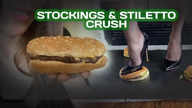 Food stilettos crush, burger | asmr & crushing Food stilettos crush, burger | asmr & crushing