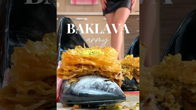 In pumps crush: pea vs. baklava! high heels crushing food! oddly satisfying! barefoot asmr In pumps crush: pea vs. baklava! high heels crushing food! oddly satisfying! barefoot asmr