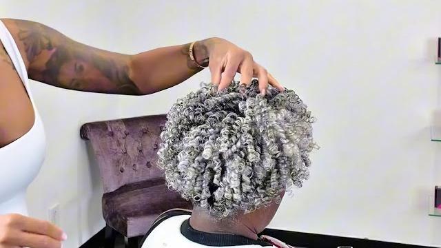 Ring set on gray natural hair Ring set on gray natural hair 