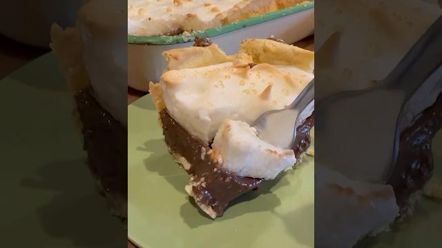 Chocolate meringue pie in a big rectangular pan! Chocolate meringue pie in a big rectangular pan!