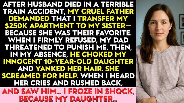 After my husband's death, when i refused to transfer my $250k apartment—dad choked my daughter—but.. After my husband's death, when i refused to transfer my $250k apartment—dad choked my daughter—but..