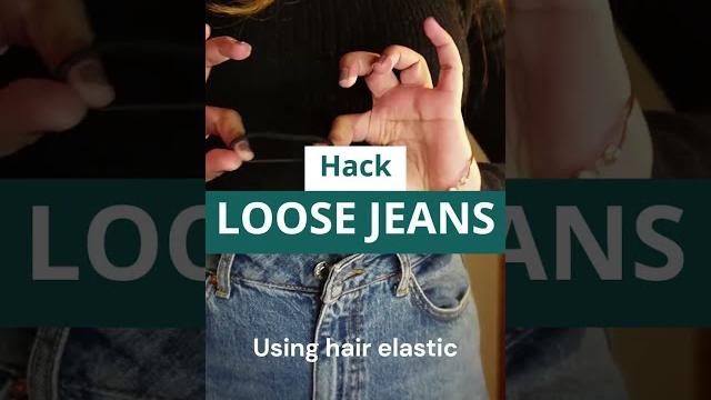 Loose jeans? fit it using hair elastic Loose jeans? fit it using hair elastic