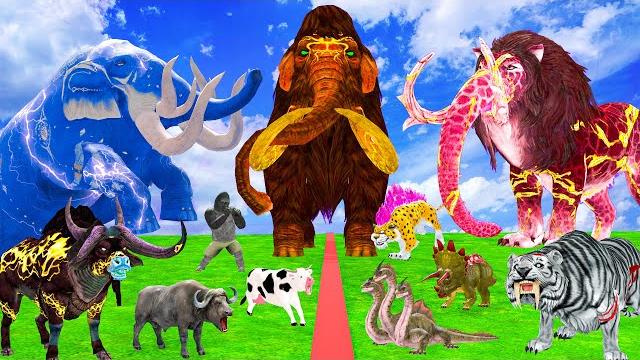 Who will win ? giant three heads mammoth vs giant zombie tiger lion attack baby cow gorilla buffalo Who will win ? giant three heads mammoth vs giant zombie tiger lion attack baby cow gorilla buffalo