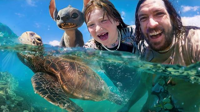 Crazy beach day in hawaii - sea turtles, boogie board surf, family buried in sand like lilo & stitch Crazy beach day in hawaii - sea turtles, boogie board surf, family buried in sand like lilo & stitch
