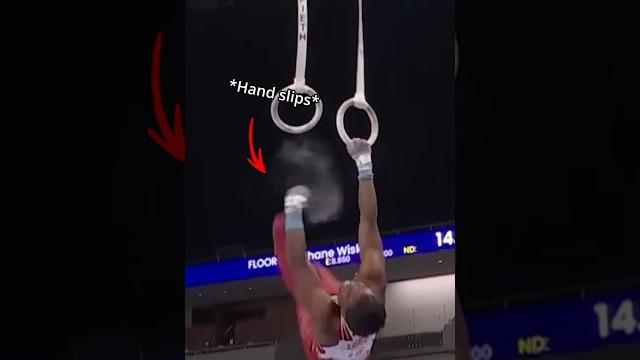 I don’t know how his other hand didn’t slip off #gymnastics #sports #slip #save #stillrings I don’t know how his other hand didn’t slip off #gymnastics #sports #slip #save #stillrings
