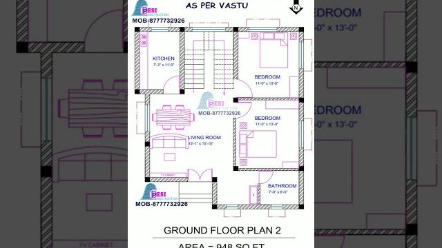 North face house plan as per vastu #houseplan #2bhk North face house plan as per vastu #houseplan #2bhk