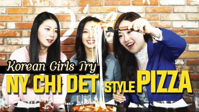 Korean girls try new york, chicago, detroit style pizzas Korean girls try new york, chicago, detroit style pizzas