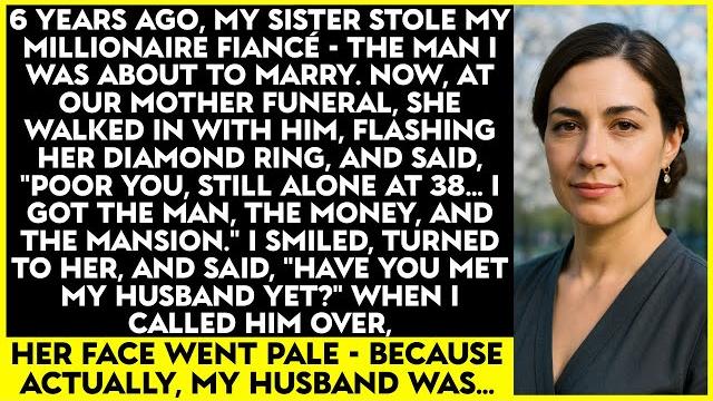 My sister stole my millionaire fiancé—6 years later at mom’s funeral, she froze seeing my husband... My sister stole my millionaire fiancé—6 years later at mom’s funeral, she froze seeing my husband...