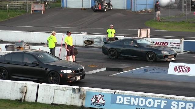 Toyota supra vs bmw m5-drag race 1/4 mile Toyota supra vs bmw m5-drag race 1/4 mile