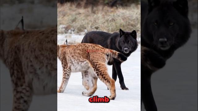 Alpha black wolf vs lynx in the wild! #shorts Alpha black wolf vs lynx in the wild! #shorts