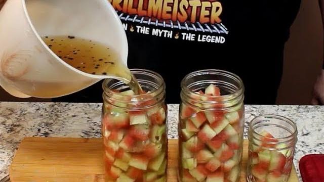 Pickled watermelon rind! (sweet, spicy, and crunchy) Pickled watermelon rind! (sweet, spicy, and crunchy)