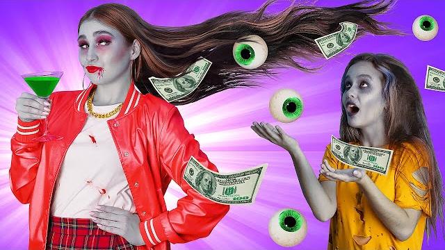 Rich zombie vs poor zombie || awkward school situations on halloween by 123go! school Rich zombie vs poor zombie || awkward school situations on halloween by 123go! school