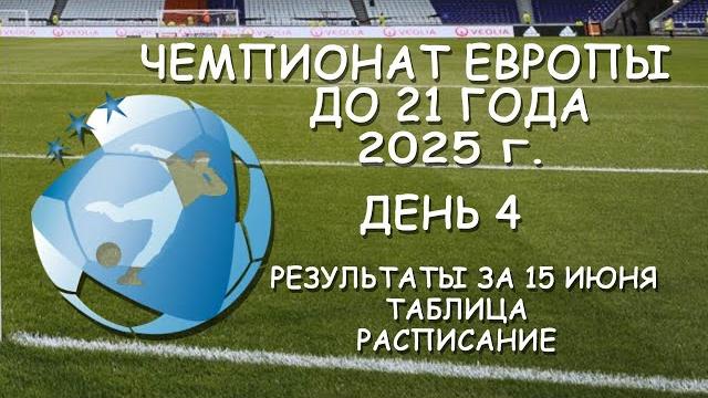 Чемпионат европы до 21 года. день 4. результаты за 15.06.25. таблица. расписание день 5. Чемпионат европы до 21 года. день 4. результаты за 15.06.25. таблица. расписание день 5.