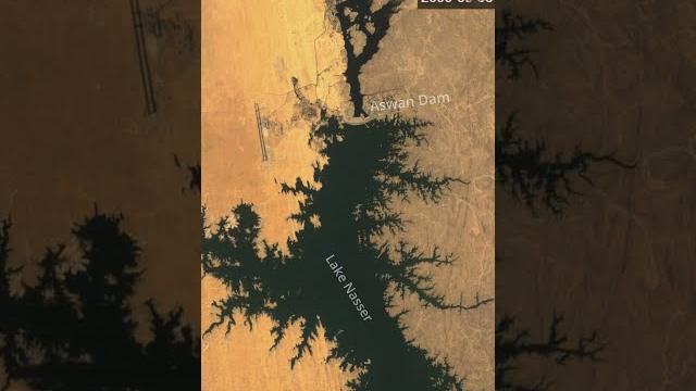 Aswan dam 40 year time lapse Aswan dam 40 year time lapse