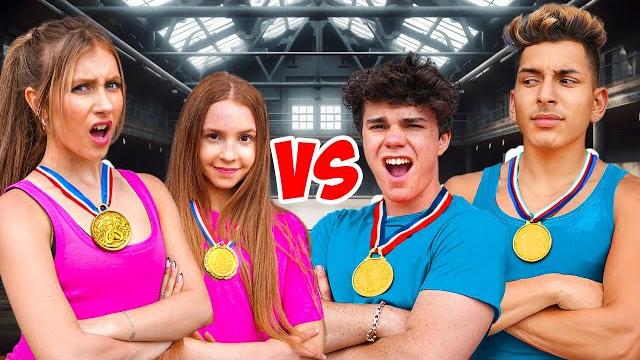 Girls vs boys extreme gymnastics challenge Girls vs boys extreme gymnastics challenge
