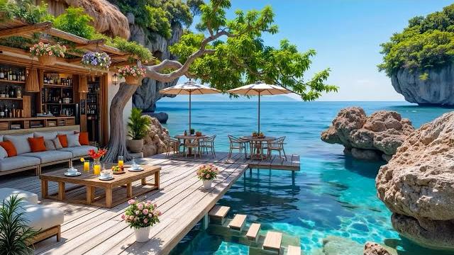 Summer bossa nova at seaside cafe ambience ~ relaxing jazz music and wave sounds for great mood Summer bossa nova at seaside cafe ambience ~ relaxing jazz music and wave sounds for great mood