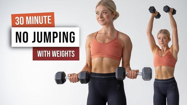 30 min no jumping all standing hiit with weights - no repeat, low impact home workout 30 min no jumping all standing hiit with weights - no repeat, low impact home workout