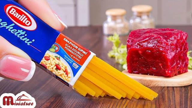 So tasty miniature spaghetti & meatballs and philly cheesesteak recipe | asmr cooking mini food So tasty miniature spaghetti & meatballs and philly cheesesteak recipe | asmr cooking mini food